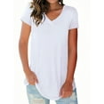 thumbnail image 4 of Liher T-shirts for Women Short Sleeve V-Neck Summer Tops Casual Loose Plain Tunic Blouse White Tee Clothes Size XL, 4 of 6