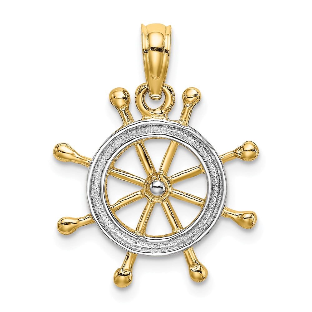 FB Jewels 14K Rhodium Plated White and Yellow Two Tone Gold with Ship ...