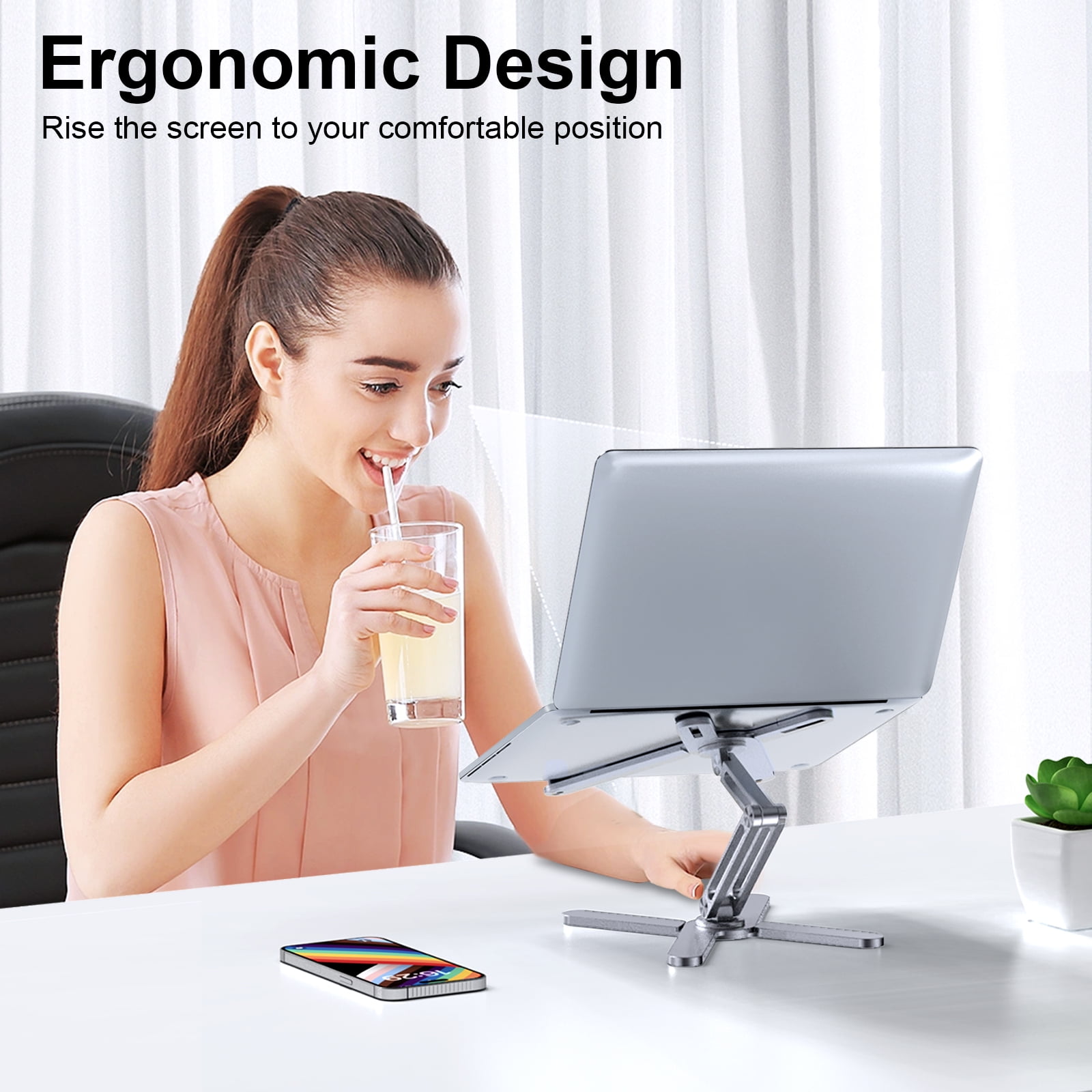 LIENS Adjustable Laptop Stand with 360 Rotating Base, 16"