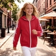thumbnail image 4 of Girls Cute Hooded Jacket Full Zip Soft Fleece Bow Long Sleeve Sweatshirt Coat with Side Pockets Casual Daily Outwear Tops Red 14-15Y, 4 of 7