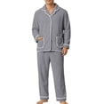 thumbnail image 2 of Vetsdori Mens Warm Fleece Pajamas Sets Comfy Pockets Homewear 2 Pieces Casual Stylish Long Sleeve Collar Button Shirts and Pants Plain Loungewear for Men Winter, 2 of 9