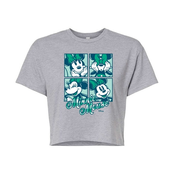 Disney - Plaid Minnie Mouse - Juniors Cropped Cotton Blend T-Shirt