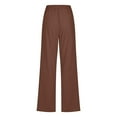thumbnail image 5 of Gvdentm Bell Bottom Pants for Women Casual Lightweight Drawstring Elastic Waist Pants with Pockets Twill Bermuda Trendy S-3XL Brown,M, 5 of 6