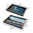 thumbnail image 2 of Set of 2 Rectangular Decorative Trays Tall Rims Faux Marble Blue Gold, 2 of 5