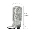 thumbnail image 2 of SACFOF Women's Rhinestone Cowboy Boots Knee High Wide Calf Cowgirl Boots Western Pointed Toe Chunky Heel Sparkly Cowgirl Booties Pull On Cowboy Boots for Women, 2 of 6
