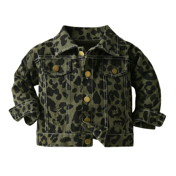 PINQI Baby Cartoon Coat Toddler Boys Girls Windproof Camouflage Prints Long Sleeve Denim Coat Jacket Kids Warm Outerwear Jacket