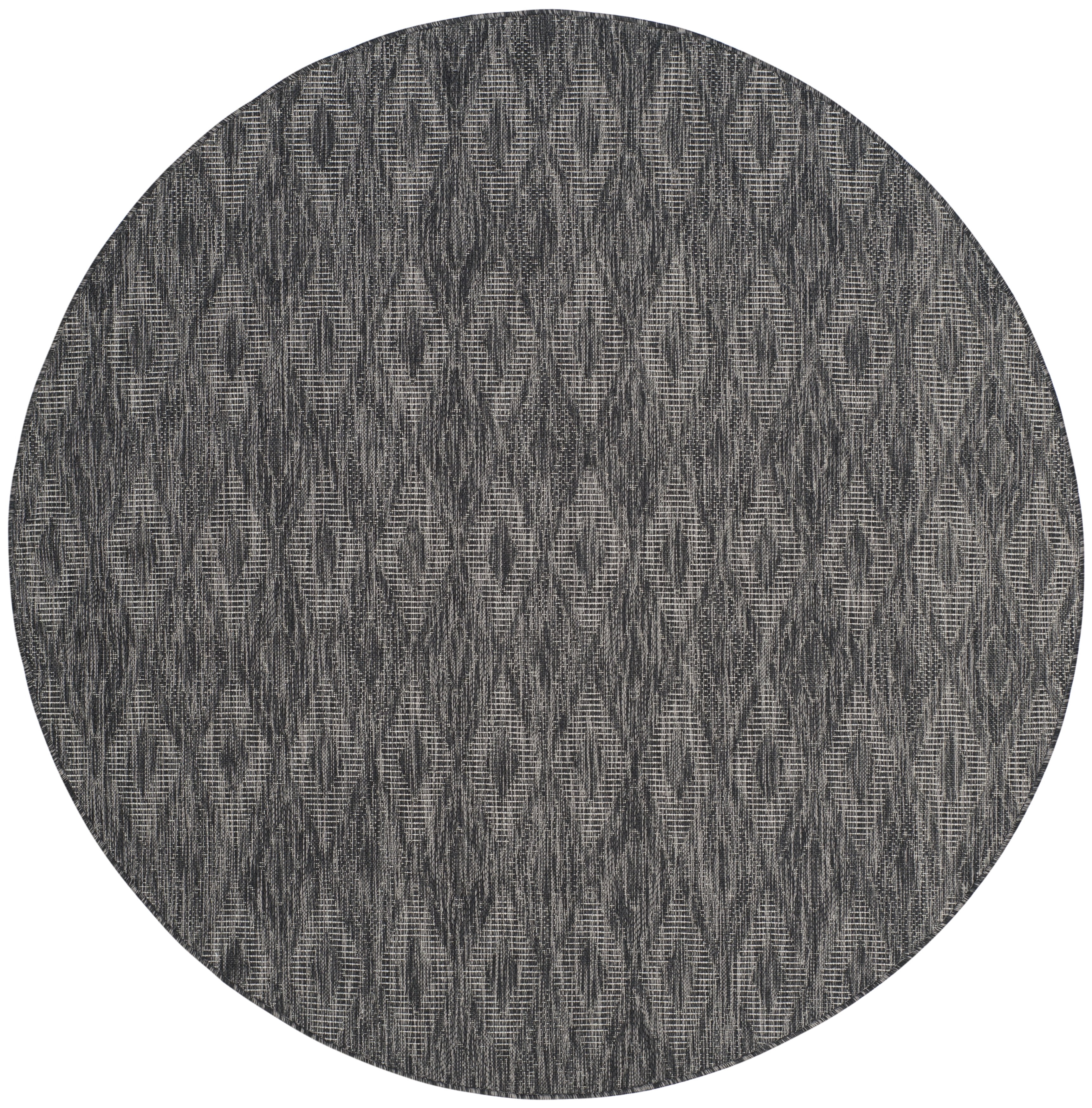 Safavieh Courtyard Teodor Geometric Indoor/Outdoor Area Rug, Black, 5'3" x 5'3" Round