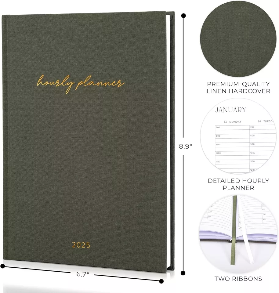 Beautiful 2025 Appointment Book Planner - Sturdy Linen Daily Planner & Weekly Ca