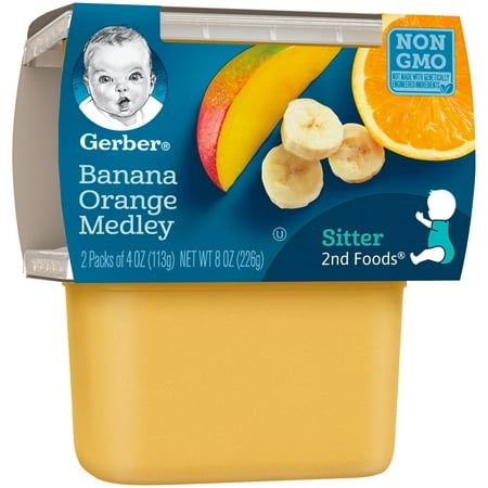Gerber 2nd Foods Banana Orange Medley, 4 Ounce Tubs, 2 Count