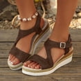 thumbnail image 2 of Pandaie Wedge Sandals for Women Dressy Platform Summer Espadrille Ankle Strap Comfortable Womens Shoes with Arch Support Coffee,9.5, 2 of 9