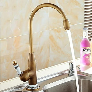 Kitchen Sink Faucet for Bar Farmhouse Commercial, Kitchen Faucets, Antique Bronze Mixer Tap with Ceramic Crane, Cold and Hot Kitchen Sink Tap, Water Mixers