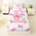 thumbnail image 3 of Erosebridal Letter E Monogrammed Twin Sheet Sets,Pink Girly Bowknot Bedding For Bows Lover 3 Pieces, 3 of 6