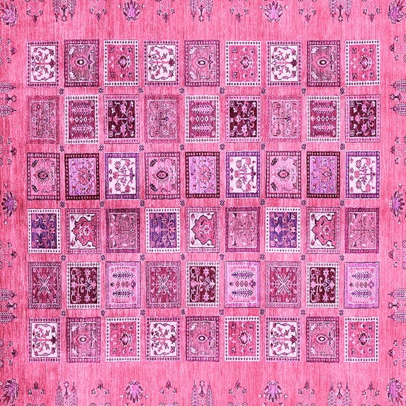 Ahgly Company Indoor Square Abstract Pink Modern Area Rugs, 3' Square