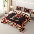 thumbnail image 3 of Manfei Cheetah Print Letter Monogrammed E Twin Quilt Set for Women Girls,Teens Adults Shabby Chic Red Ribbon Bow Twin Coverlet Set, 3 of 7