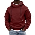 thumbnail image 4 of Men's Hooded Pullover Solid Color Long-sleeved Sweatshirt for Man Fall Winter, 4 of 7