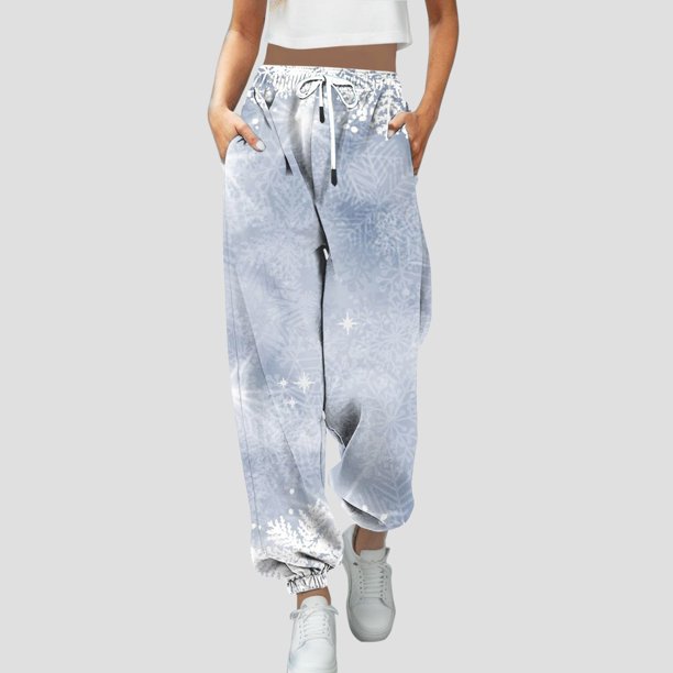 WILLBEST Pantalones Casuales de Cintura Alta para Mujer, Deportivos, Fitness, con Estampado Navideño y Bolsillo En La Cintura, Ropa Deportiva Cómoda. Grande