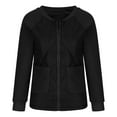 thumbnail image 2 of IROINNID Women's Leisure Short Coat Round Neckline Solid Color Zip Up Long Sleeve Outwear, Black, 2 of 8