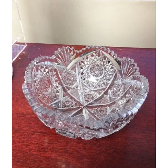 Pre-Owned ABP Bowl Pressed Cut Glass 8" Wide
