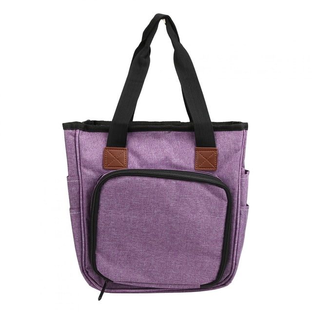 Bolsa de almacenamiento para tejer de tela Oxford, organizador de agujas de tejer de ganchillo, suministros de costura, color morado