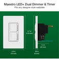 thumbnail image 2 of Interruptor Lutron Maestro LED+ con doble atenuador y temporizador, color blanco, 2 of 7