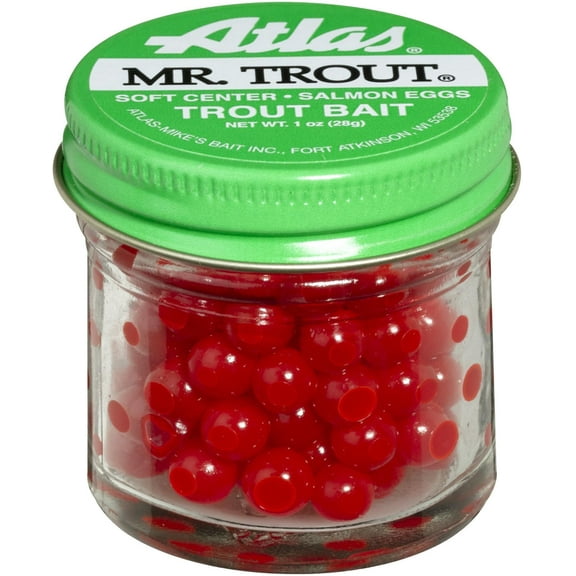 Atlas Mike's Mr. Trout Soft Center Salmon Eggs Trout Bait, Red