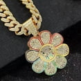 thumbnail image 5 of Hip Hop Sunflower Smiley Face Medal Necklace Necklace Taksi Necklace,Gold Color, 5 of 7