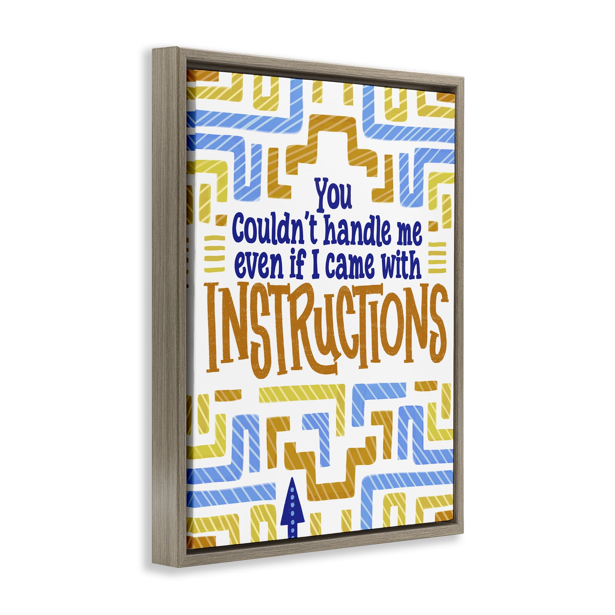Stupell Industries Funny Can't Handle Me Brown Framed Floater Canvas Wall Art, design by Connie Summers
