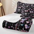 thumbnail image 4 of Manfei Gothic Skull Butterfly Skull Halloween Twin Quilt Set for Boys Girls, Pink Black Cross Chain Twin Coverlet Set, 4 of 7