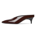 thumbnail image 2 of YDN Women Classic Closed Pointed Toe Slip On Clogs Kitten Low Heels V Cut Mules Comfortable Shopping Dressy Slides Sandals Size 7 Coffee, 2 of 4