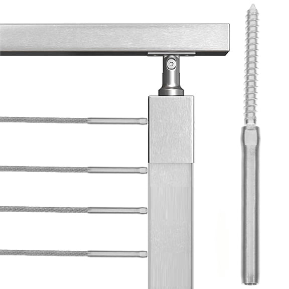 WEUVEB 3 Pairs Cable Railing Kit Stainless Steel Wire Hardware for Decks 11.8x0.3in