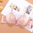 thumbnail image 2 of Gyexs Women's Embroidered Thin No Underwire Bra Breathable Beauty Back Chest Gathering Support Comfort, Light Pink, Size 40, 2 of 3