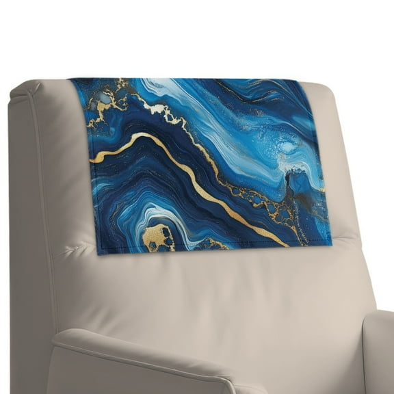 Xixirimido Blue-Marble Print Recliner Headrest Protector Leather Non Slip Headrest Covers for Recliners Sofa Headrest Covers Furniture Protector for Home, 3Pcs