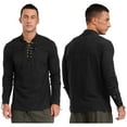 thumbnail image 5 of iiniim Men's Medieval Viking Costume Renaissance Pirate Role Play Long Sleeves Lace up Shirt Tops Black XL, 5 of 7