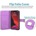 thumbnail image 5 of Wallet Card Case for iPhone 12/12 Pro PU Leather Wallet Case Cover [Stand Feature] with Wrist Strap and [6-Slots] ID&Credit Cards Pocket for iPhone 12/12 Pro 6.1 inch - Purple, 5 of 5