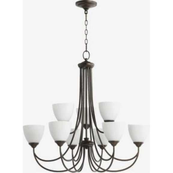 Transitional Nine Light Chandelier in Oiled Bronze Finish Bailey Street Home 183-Bel-1671777