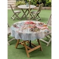 thumbnail image 5 of Outdoor Tablecloth with Umbrella Hole Zipper Pink Floral Round Tablecloth 54" Waterproof Outside Table Cloth Pastoral Flower Garden Vintage Wooden Grain Patio Table Cover Tablecloths for Picnic Party, 5 of 8