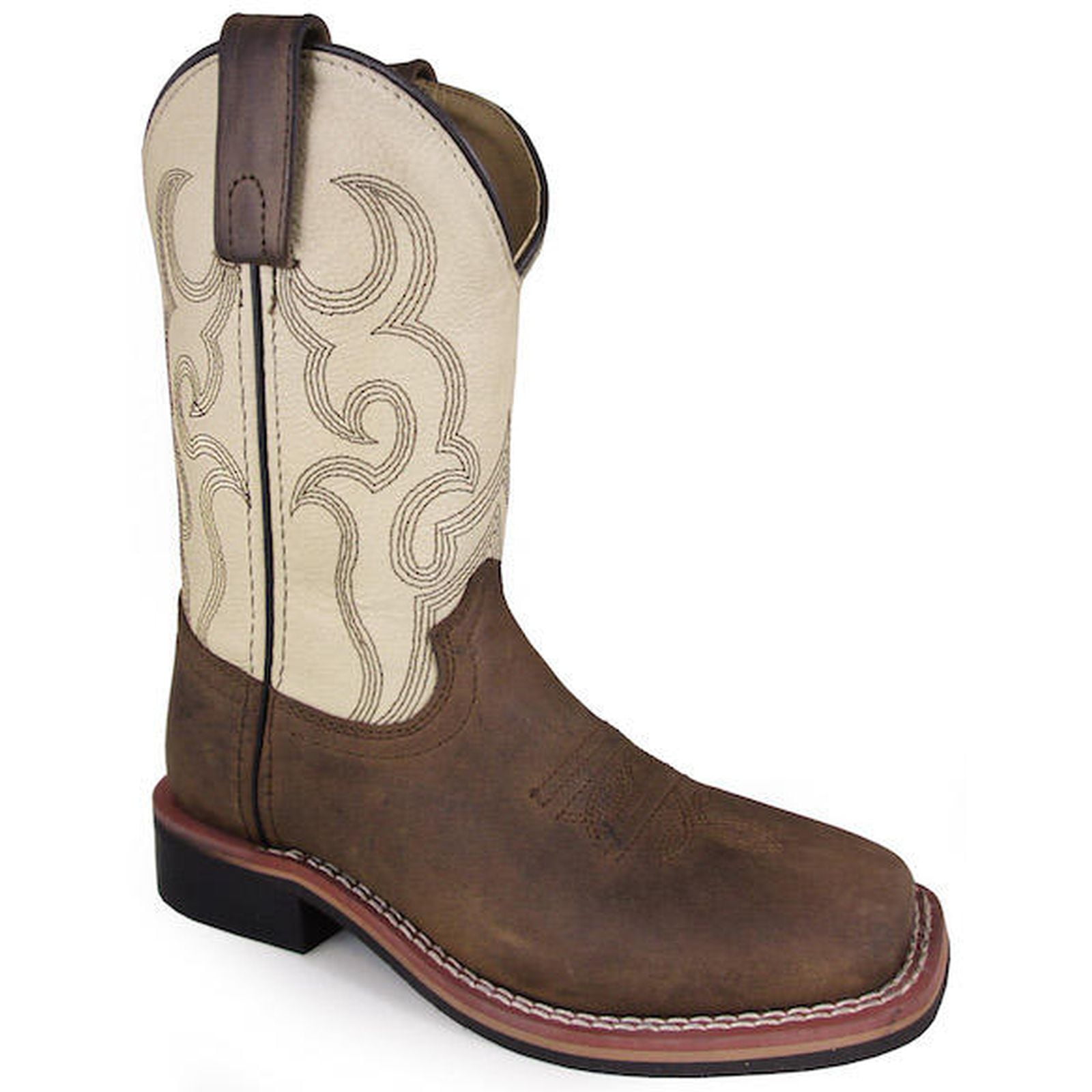 Smoky Children's Kid's Floralie Leather Western Cowboy Boot,3 Brown/Turquoise 