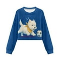 thumbnail image 6 of Xoenoiee West Highland White Terrier Soccer Print Kids Crop Tops Girls Long Sleeve Fashion Pullover Crewneck Sweatshirts Fall Outfit, 9-10 Years, 6 of 7