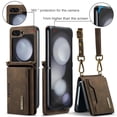 thumbnail image 6 of Dteck for Samsung Galaxy Z Flip5 5G Magnetic Case, Retro PU Leather Wallet Case Detachable with Trifold Wallet Cash Slot Credit Cards Holder Pocket, rosegold, 6 of 8