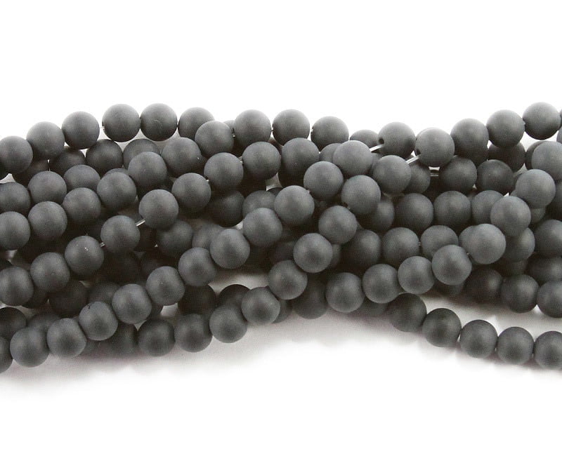 RVG 6mm Natural Matte Black Onyx Beads Round Gemstone Loose Agate Stone Mala 15.5 in Strand For Jewelry Making Approx 63-65 pcs 