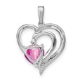 thumbnail image 4 of Auriga Sterling Silver Rhod-plated Created Pink Sapphire/Diamond Pendant for Women (L-25.1mm, W-16.7mm), 4 of 6