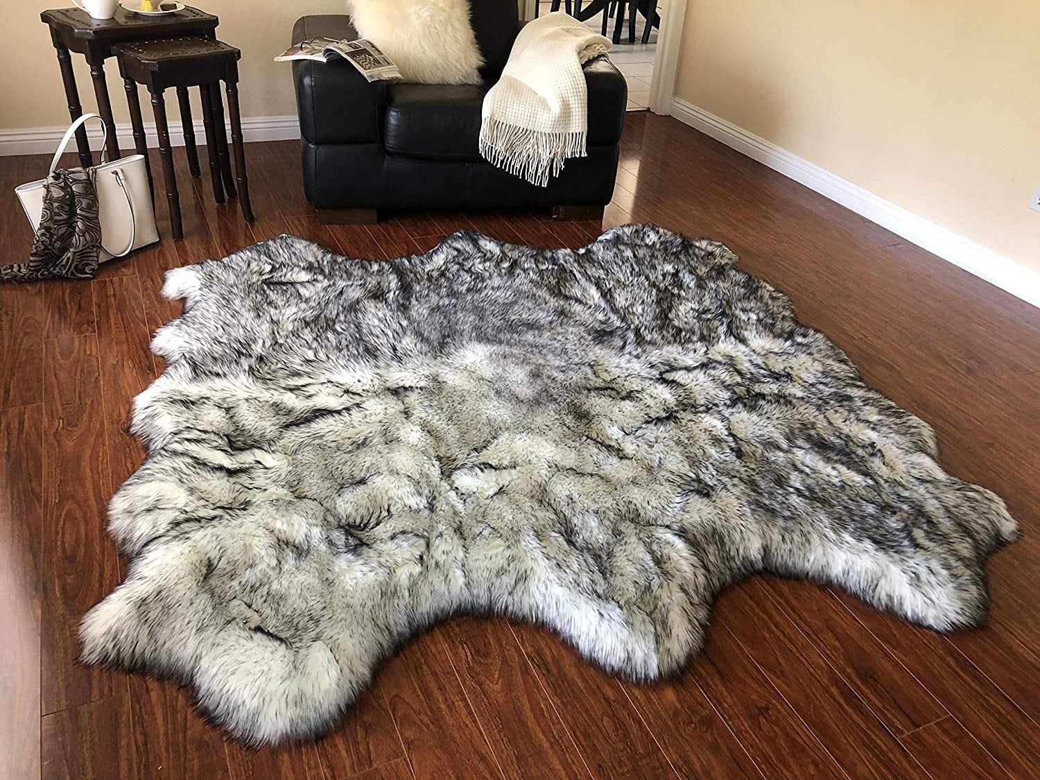 LAMBZY Faux Sheepskin Hypoallergenic Free Shape Silky Shag Rug, Luxury Shaggy Silky Plush Carpet