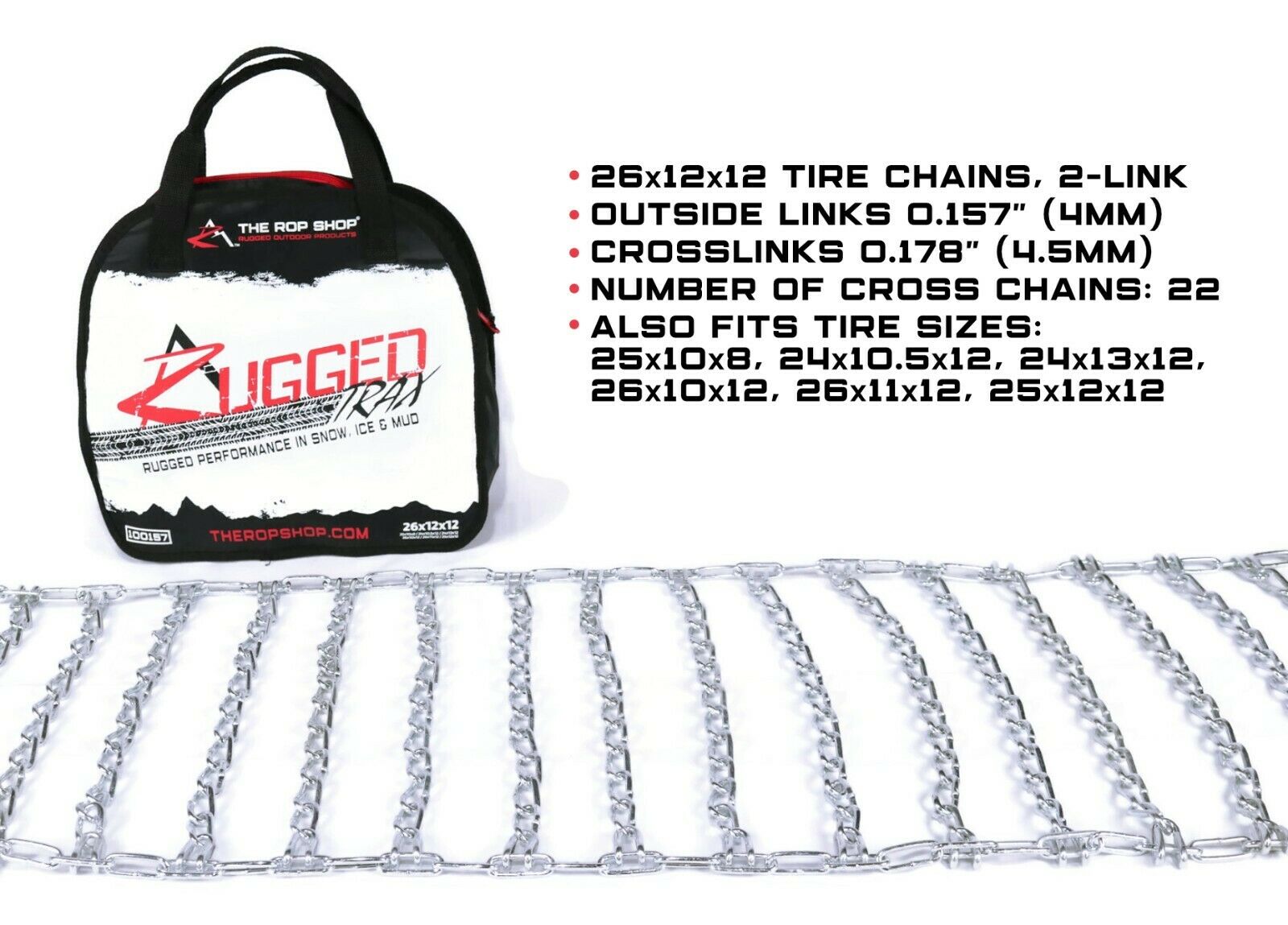 The ROP Shop | 26x12-12 Tire Chains 2 Link John Deere 400 & X Series Lawn Mower Tractor Rider - image 2 of 6