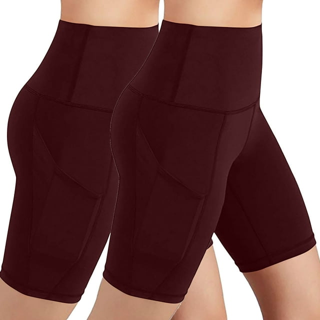 Plebaso Shorts de Cyclisme pour Femmes 2 Pack Taille Haute Extensible Shorts de Yoga Compression Course