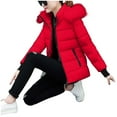 thumbnail image 7 of GEWSEY Women's Winter Puffer Coat Thicken Fleece Lined Down Jacket Waterproof Fur Detachable Hooded Parka (Red, XL), 7 of 7