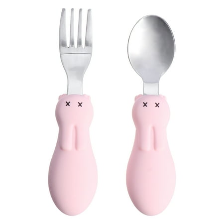 

FRCOLOR 1 Set Baby Utensils Infant Training Tableware Short Handle Spoon Fork Set
