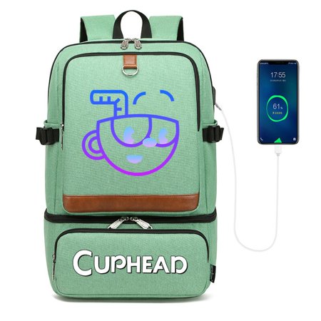 Cuphead Mugman Backpacks Laptop Backpack Bags Insulated Compartment USB ...
