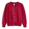 thumbnail image 5 of Dmsael Uniform Sweater School Clothes for Girls Girls' Cardigans Sweater School Uniforms Cotton Long Sleeve Lightweight Outerwear Red,3-4 Years, 5 of 5