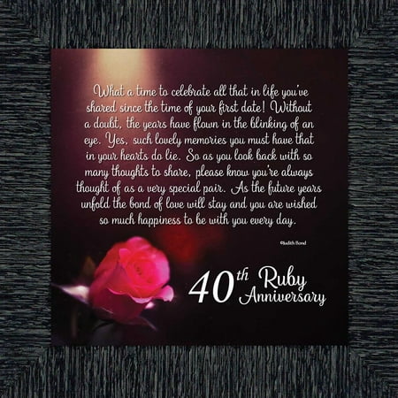 Ruby Anniversary, 40th Wedding Anniversary, Picture Frame, 10x10