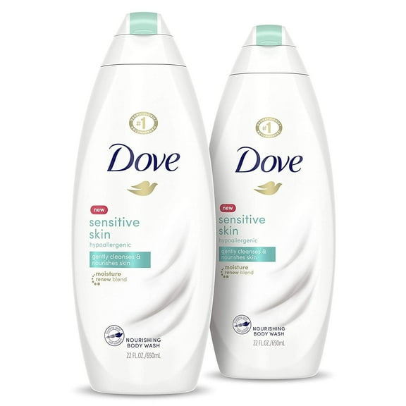 Dove Sensitive Skin Nourishing Body Wash, Hypoallergenic, 22 oz, 2 Pack